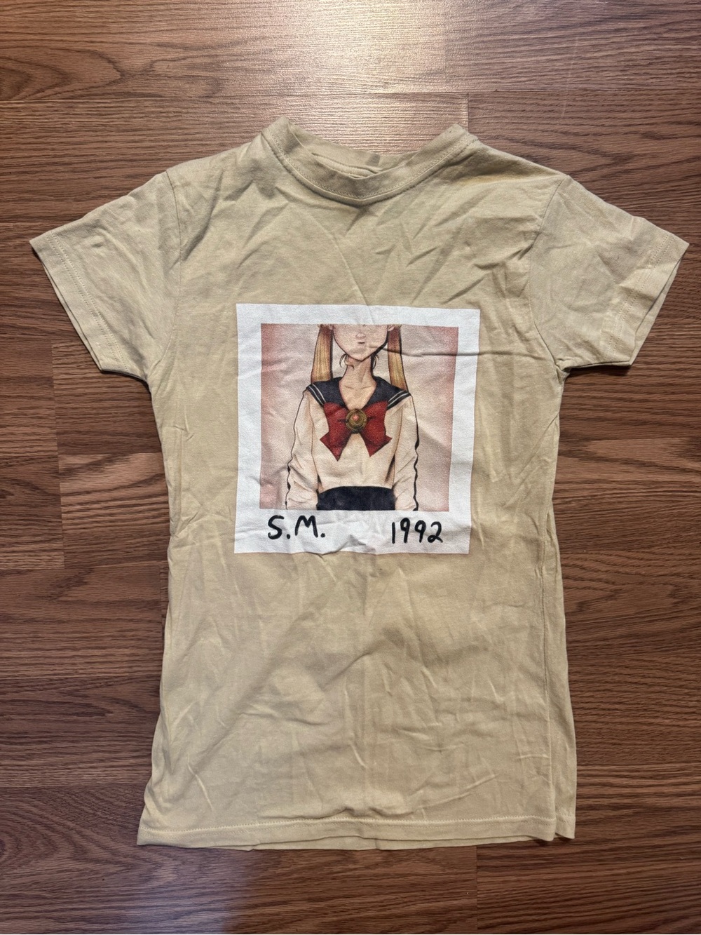 Graphic Crewneck Tee - Beige with Illustration
